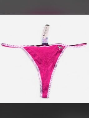 Y2K PINK Victoria's Secret Hot Pink Thong panties with Striped Trim